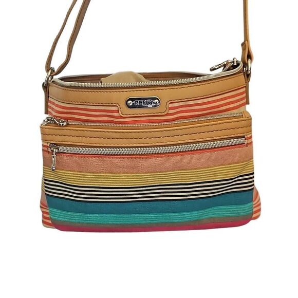 Relic Crossbody Purse. Shoulder Bag. Colorful Striped Design. - Picture 8 of 9
